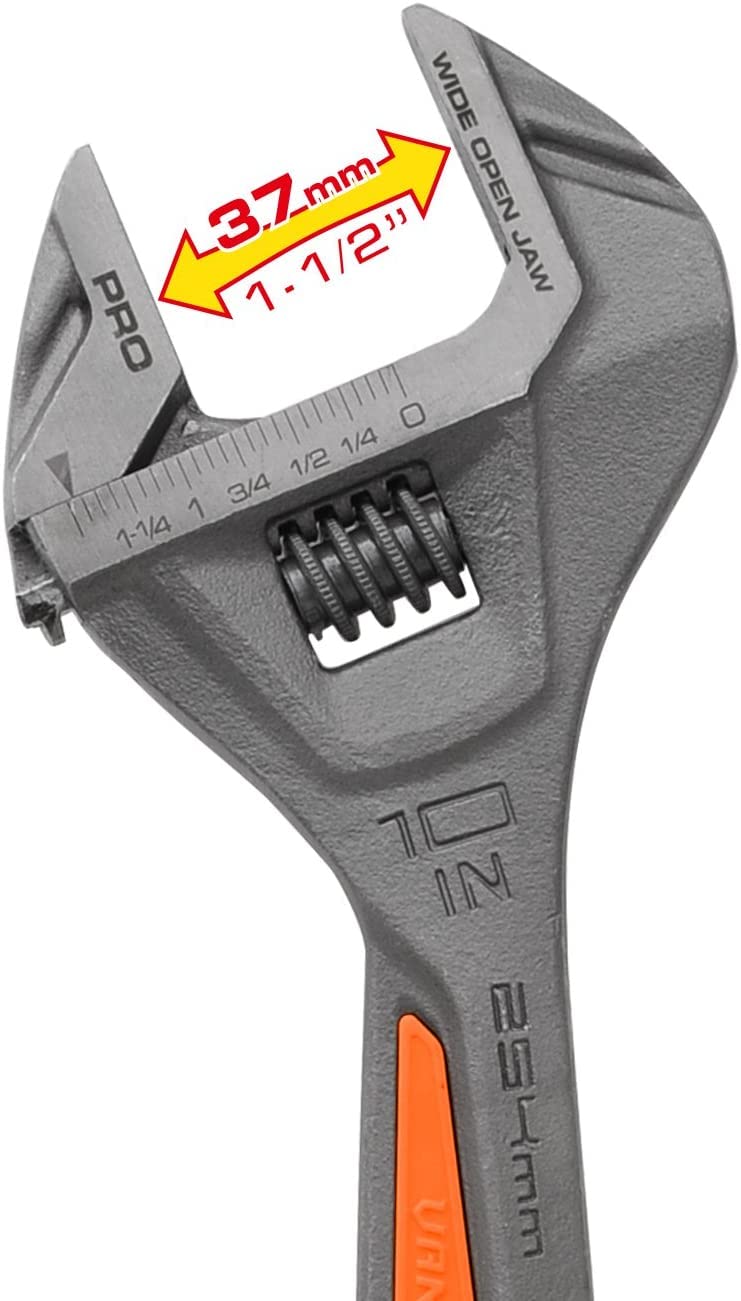 Vanquish 10 Inch Length Adjustable Wrench with 1-1/2 Inch Wide-open Jaw Capacity (3175) - Image 2